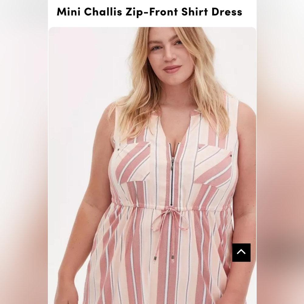 Gently Worn Torrid Size 2 (18-20) Pink and Cream Striped Stretch Challis Dress